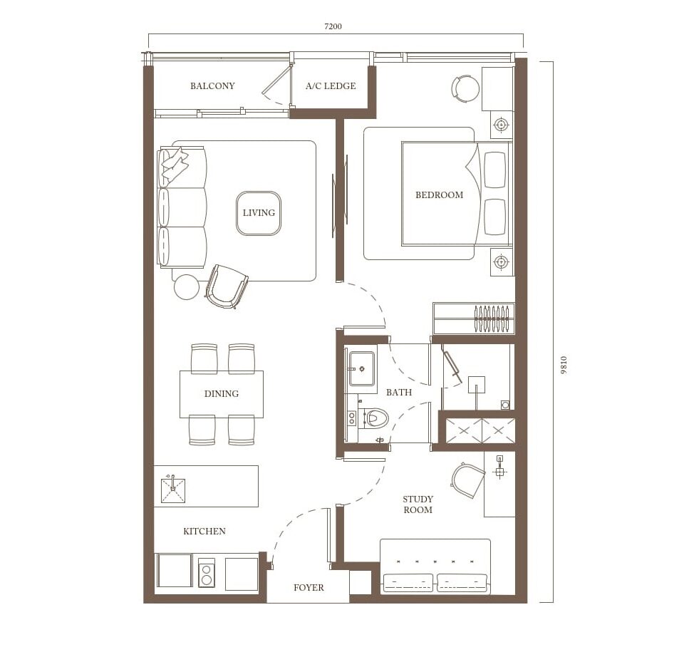 Pavilion Square Type B1 Floor Plan