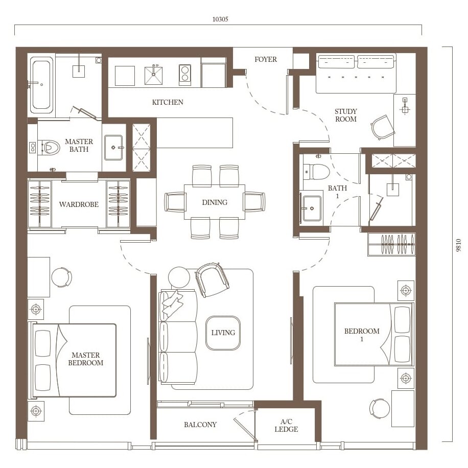 Pavilion Square Type C3 Floor Plan