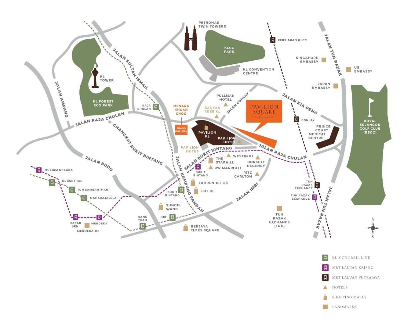 Pavilion Square Bukit Bintang Location Map